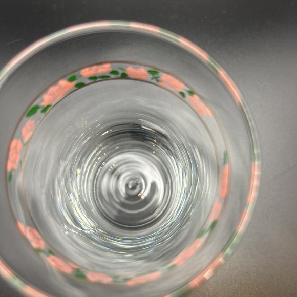 Vintage Libbey "PINK  ROSES" ~ Glass Tumblers ~ Rare 12oz 5.5" Set Of 4 - Picture 3 of 5